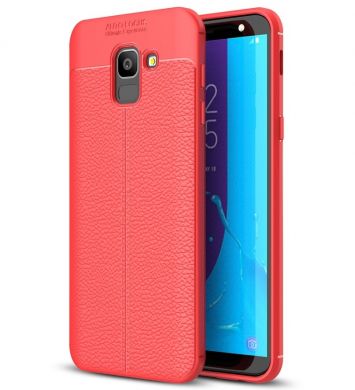 Защитный чехол Deexe Leather Cover для Samsung Galaxy J6 2018 (J600) - Red