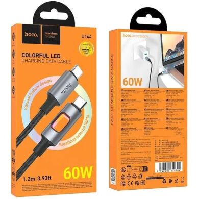 Кабель Hoco U144 Type-C to Type-C (60W, 3A, 1.2m) - Black