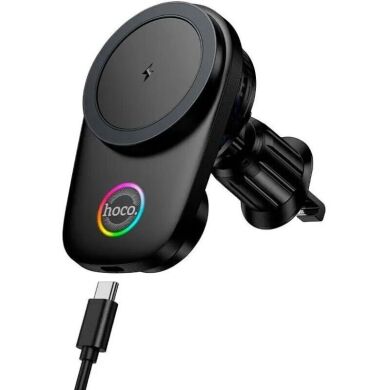 Автомобильный держатель с беспроводной зарядкой Hoco HW36 (15W) Air Outlet - Black