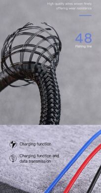 Кабель Baseus Three Primary Colors 3-in-1 USB to Lightning + Micro + Type-C (3.5A, 30cm) CAMLT-ASY01 - Black