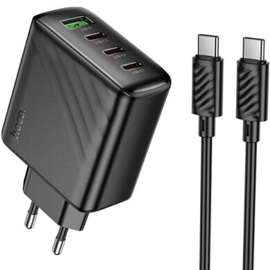 Сетевое зарядное устройство Hoco CS27A 67W (3Type-C + USB) + кабель Type-C to Type-C - Black