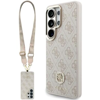 Чехол с ремешком Guess 4G Big Rhinestone Triangle Strap MagSafe для Samsung Galaxy S26 Ultra (S948) GUHMS26LP4G4DCSP - Pink