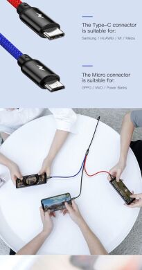 Кабель Baseus Three Primary Colors 3-in-1 USB to Lightning + Micro + Type-C (3.5A, 30cm) CAMLT-ASY01 - Black