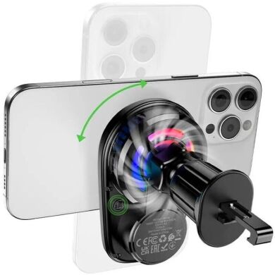 Автомобильный держатель с беспроводной зарядкой Hoco HW36 (15W) Air Outlet - Black