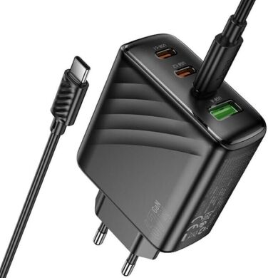 Сетевое зарядное устройство Hoco CS27A 67W (3Type-C + USB) + кабель Type-C to Type-C - Black