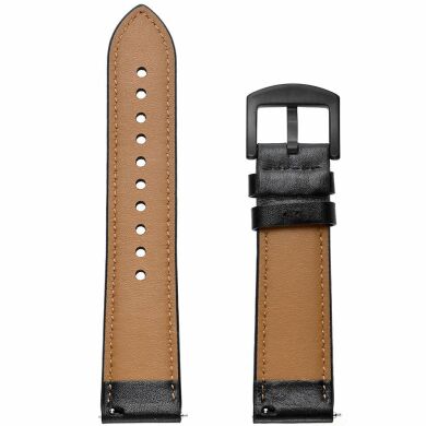 Кожаный ремешок Deexe Leather Strap для часов с шириной крепления 20мм - Black