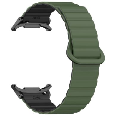 Ремінець Deexe Magnetic Band для Samsung Galaxy Watch Ultra (47mm) - Army Green / Black