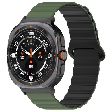 Ремешок Deexe Magnetic Band для Samsung Galaxy Watch Ultra (47mm) - Army Green / Black