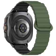 Ремінець Deexe Magnetic Band для Samsung Galaxy Watch Ultra (47mm) - Army Green / Black