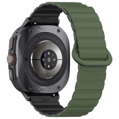 Ремешок Deexe Magnetic Band для Samsung Galaxy Watch Ultra (47mm) - Army Green / Black