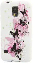 Силиконовая накладка Deexe Flower Pattern для Samsung S5 mini (G800) - Butterfly Pattern B