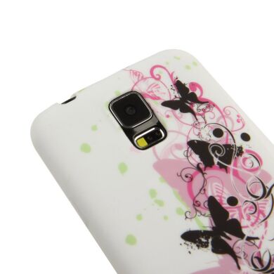 Силиконовая накладка Deexe Flower Pattern для Samsung S5 mini (G800) - Butterfly Pattern B