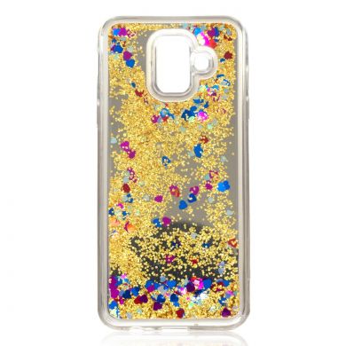Силиконовая (TPU) накладка Deexe Fashion Glitter для Samsung Galaxy J6 2018 (J600) - Gold