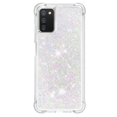 Силіконовий (TPU) чохол Deexe Liquid Glitter для Samsung Galaxy A03s (A037) - Shiny Hearts