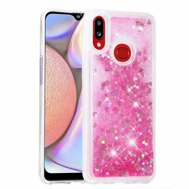 Силиконовый (TPU) чехол Deexe Liquid Glitter для Samsung Galaxy A10s (A107) - Pink