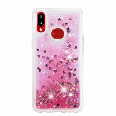Силиконовый (TPU) чехол Deexe Liquid Glitter для Samsung Galaxy A10s (A107) - Pink