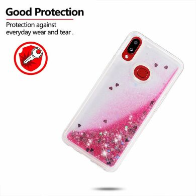 Силиконовый (TPU) чехол Deexe Liquid Glitter для Samsung Galaxy A10s (A107) - Pink
