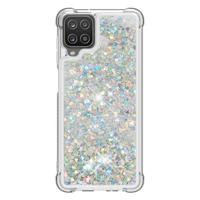 Силиконовый (TPU) чехол Deexe Liquid Glitter для Samsung Galaxy A12 (A125) / A12 Nacho (A127) / M12 (M127) - Light Green