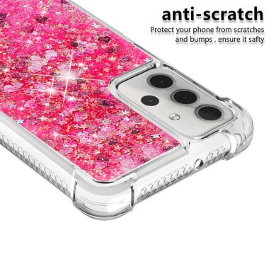 Силиконовый (TPU) чехол Deexe Liquid Glitter для Samsung Galaxy A32 5G (А326) - Pink Stars