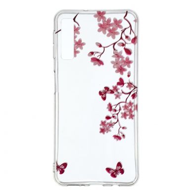 Силиконовый (TPU) чехол Deexe Pretty Glossy для Samsung Galaxy A7 2018 (A750) - Flowers and Butterflies