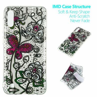 Силіконовий (TPU) чохол Deexe Pretty Glossy для Samsung Galaxy M10 (M105) - Black Lace and Butterfly