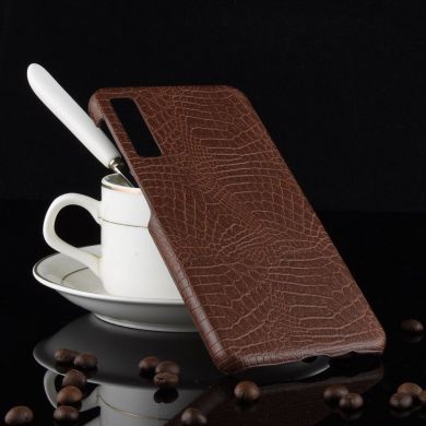 Защитный чехол Deexe Croco Style для Samsung Galaxy A7 2018 (A750) - Coffee
