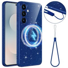 Захисний чохол Deexe Glitter Case with MagSafe для Samsung Galaxy S25 FE (S731) - Blue