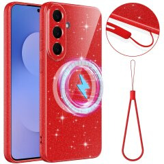 Захисний чохол Deexe Glitter Case with MagSafe для Samsung Galaxy S26 FE - Red