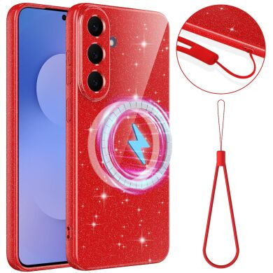 Захисний чохол Deexe Glitter Case with MagSafe для Samsung Galaxy S26 FE - Red