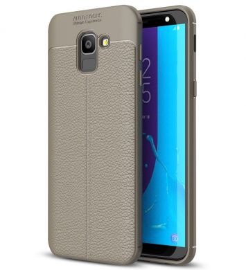 Защитный чехол Deexe Leather Cover для Samsung Galaxy J6 2018 (J600) - Grey