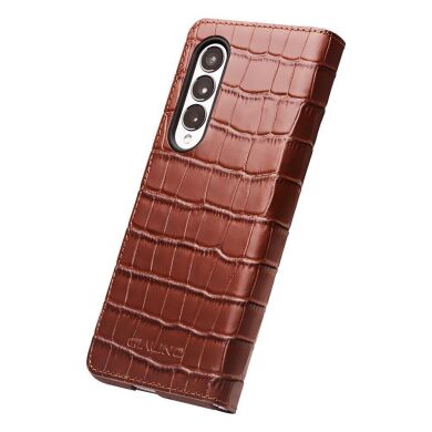 Шкіряний чохол QIALINO Croco Case для Samsung Galaxy Fold 4 - Brown