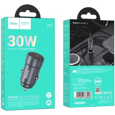 Автомобильное зарядное устройство Hoco Z57 Glorious PD30W - Metal Gray