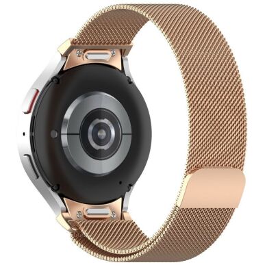 Ремешок Deexe Milanese QuickFit для Samsung Galaxy Watch 4 / 4 Classic / 5 / 5 Pro / 6 / 6 Classic - Rose Gold