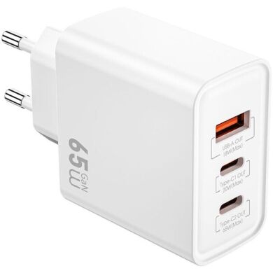Мережевий зарядний пристрій WIWU Wi-G005 Gan 65W (1U+2C) - White