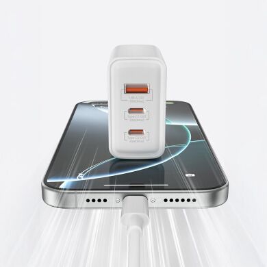 Мережевий зарядний пристрій WIWU Wi-G005 Gan 65W (1U+2C) - White