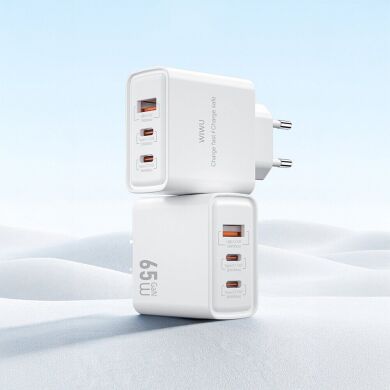 Мережевий зарядний пристрій WIWU Wi-G005 Gan 65W (1U+2C) - White