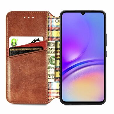 Чехол Deexe Rhombus Wallet для Samsung Galaxy A06 (A065) - Brown