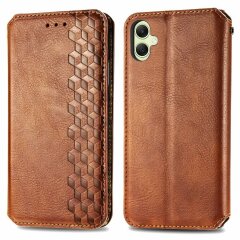 Чехол Deexe Rhombus Wallet для Samsung Galaxy A06 (A065) - Brown