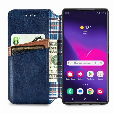Чехол Deexe Rhombus Wallet для Samsung Galaxy S26 Ultra (S948) - Blue