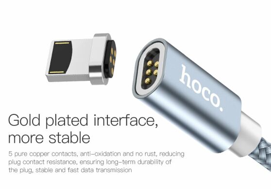 Дата-кабель Hoco U40A Magnetic MicroUSB (1m) - Grey