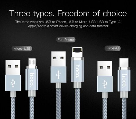Дата-кабель Hoco U40A Magnetic MicroUSB (1m) - Grey