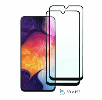 Комплект защитных стекол (2 в 1) 2E Basic Full Glue для Samsung Galaxy A20 (A205) / A30 (A305)/ A50(A505) - Black