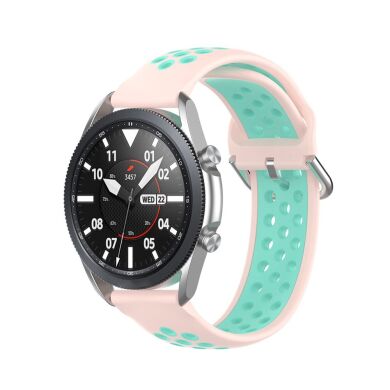 Ремешок Deexe Dual Color для Samsung Galaxy Watch 3 (45mm) - Light Pink / Cyan