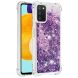 Силиконовый (TPU) чехол Deexe Liquid Glitter для Samsung Galaxy A03s (A037) - Dark Purple Hearts. Фото 3 из 7