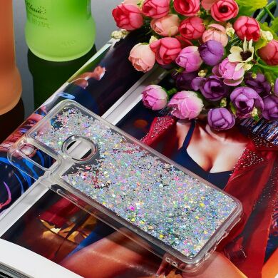 Силиконовый (TPU) чехол Deexe Liquid Glitter для Samsung Galaxy A10s (A107) - Silver