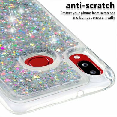 Силиконовый (TPU) чехол Deexe Liquid Glitter для Samsung Galaxy A10s (A107) - Silver