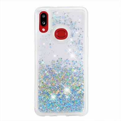Силиконовый (TPU) чехол Deexe Liquid Glitter для Samsung Galaxy A10s (A107) - Silver