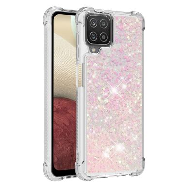 Силіконовий (TPU) чохол Deexe Liquid Glitter для Samsung Galaxy A12 (A125) / A12 Nacho (A127) / M12 (M127) - Pink