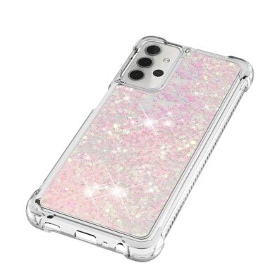 Силіконовий (TPU) чохол Deexe Liquid Glitter для Samsung Galaxy A32 5G (А326) - Pink Stars