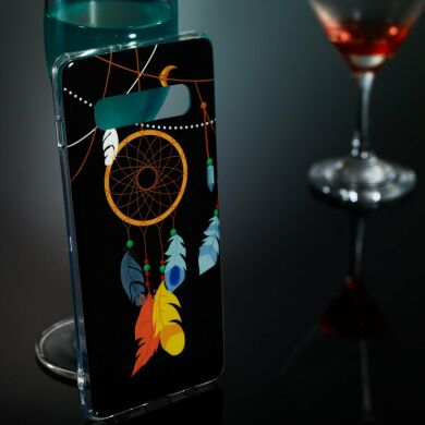 Силиконовый (TPU) чехол Deexe LumiCase для Samsung Galaxy S10 Plus (G975) - Feather Dream Catcher